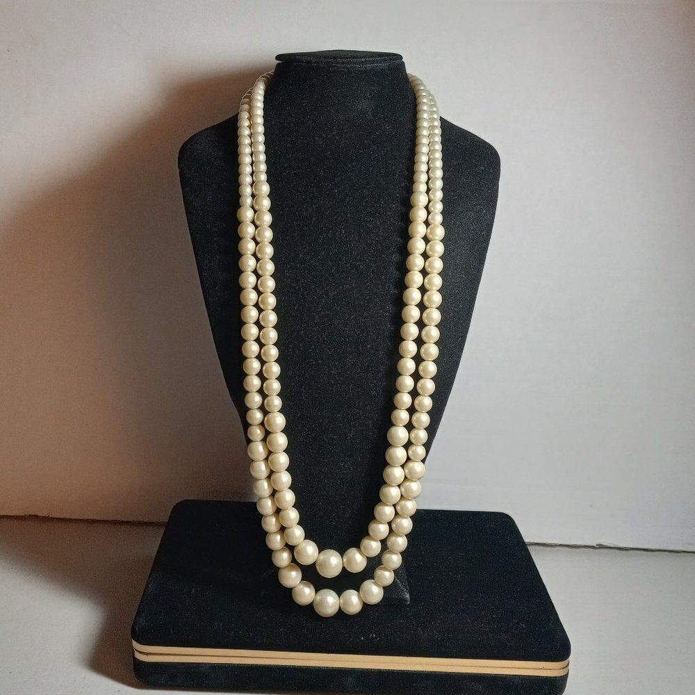 New Talbots Double Strand Graduated Faux Pearl Necklace